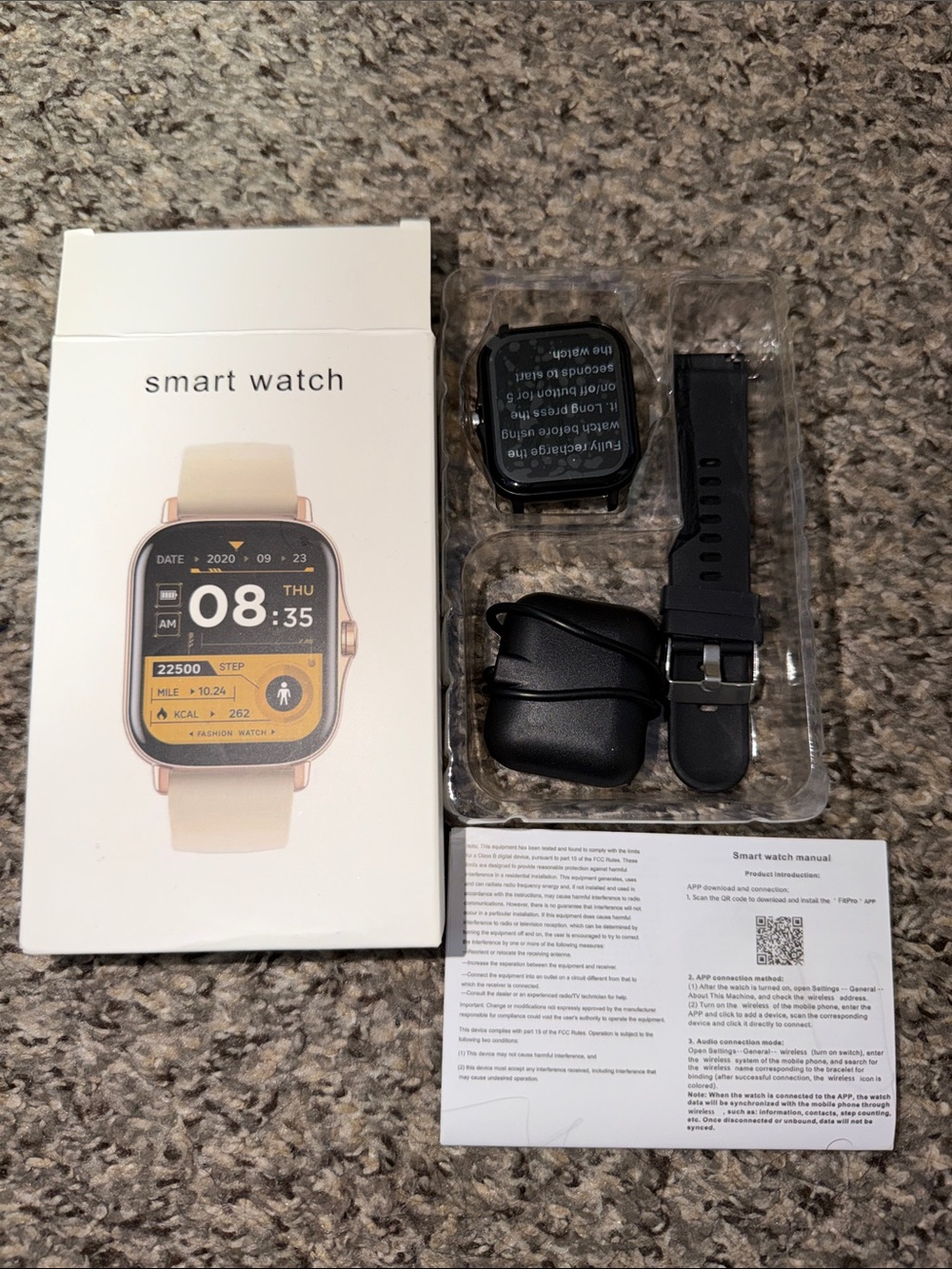 Smart Watch with Black Strap - Fitness Tracker